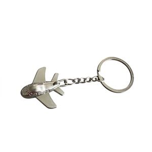 Silver Metal Airplane Keychain